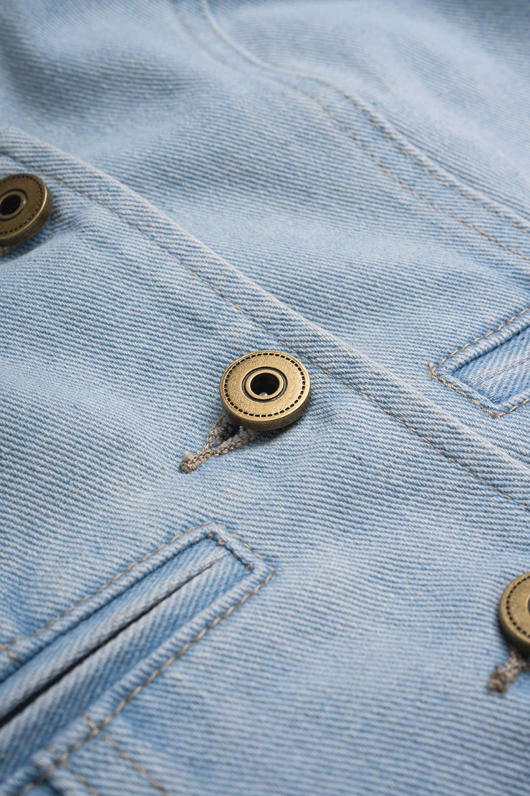 "Denim Halter Neck Metallic Vest"