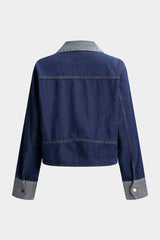 "Denim Button Patchwork Outerwear"