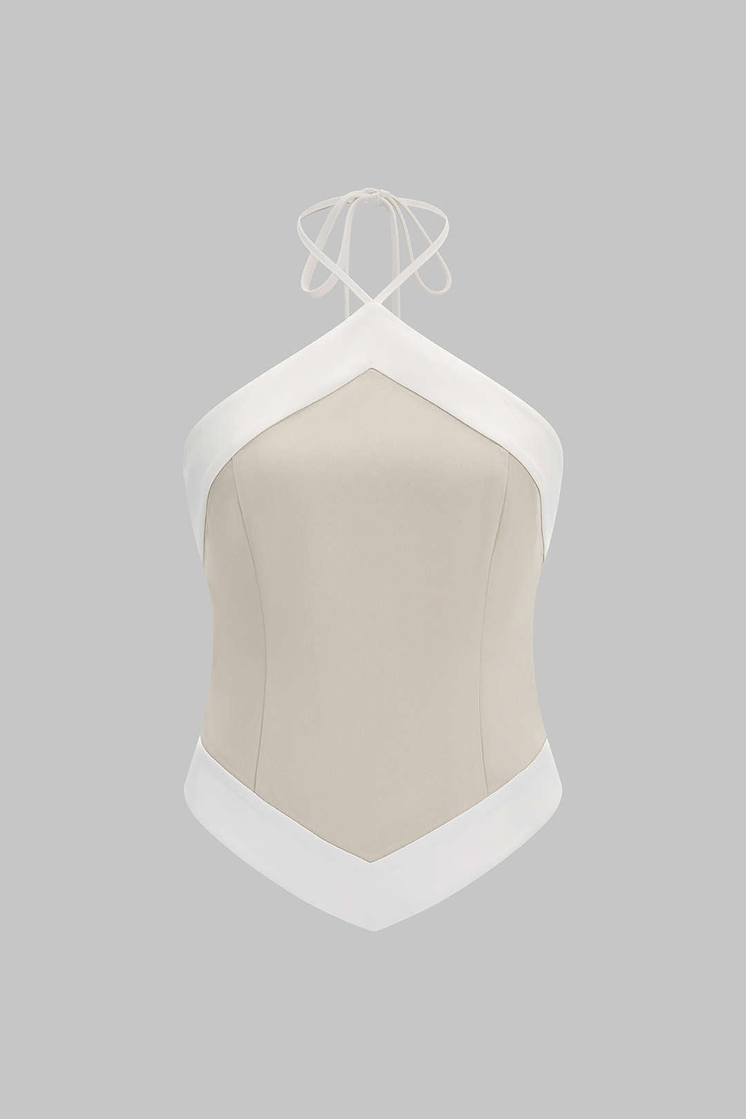 "Contrast Halter Neck Tie-Up Backless Cami Top"