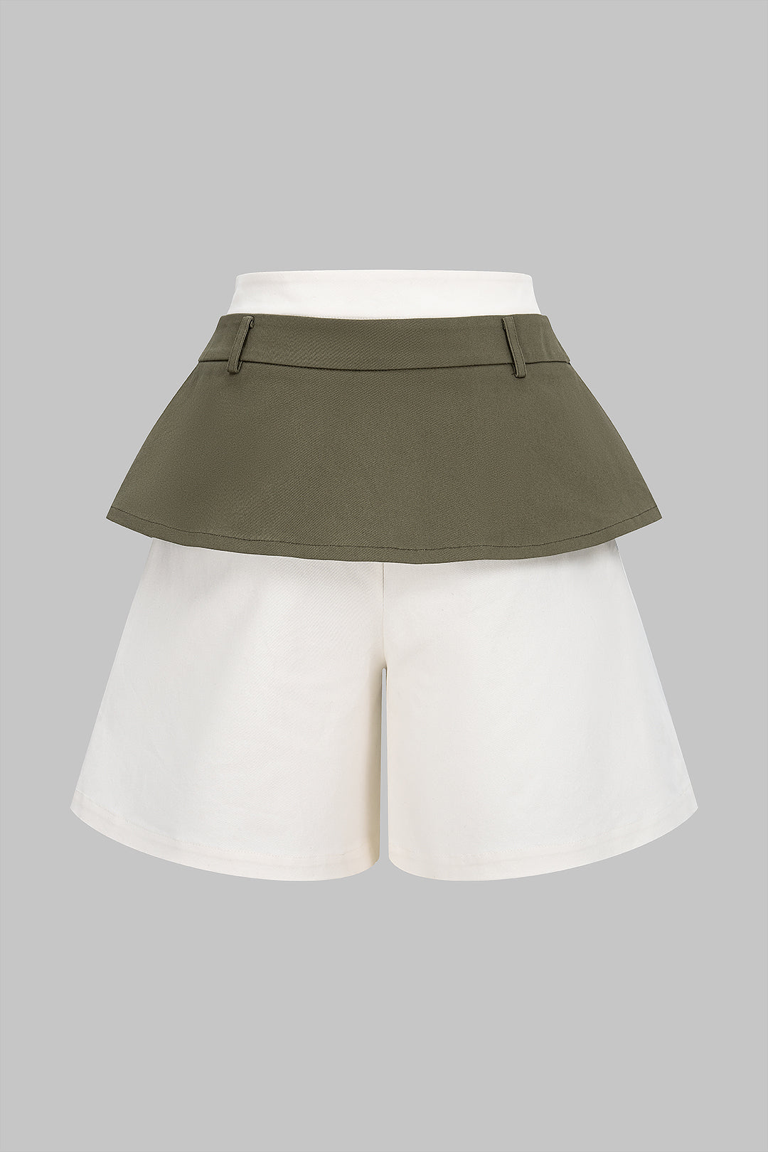 "Contrast Double Waistband Zipper High Waist Shorts"