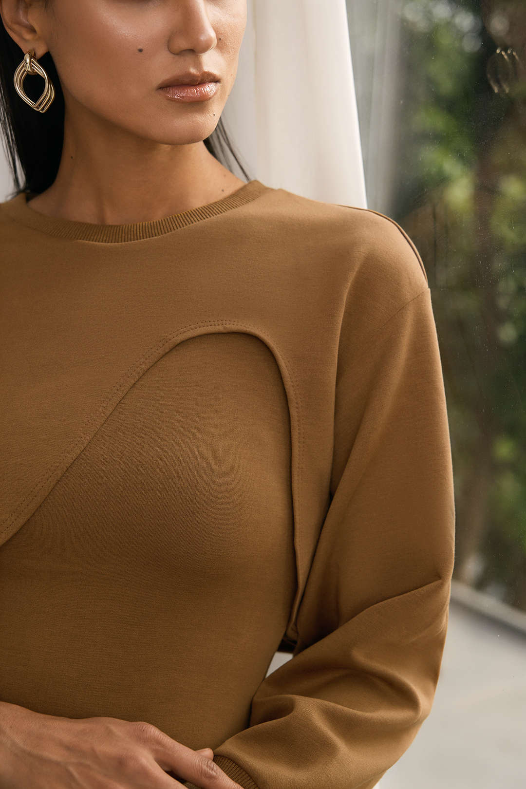 "Asymmetrical Long-Sleeve Top And Sleeveless Dress Set"