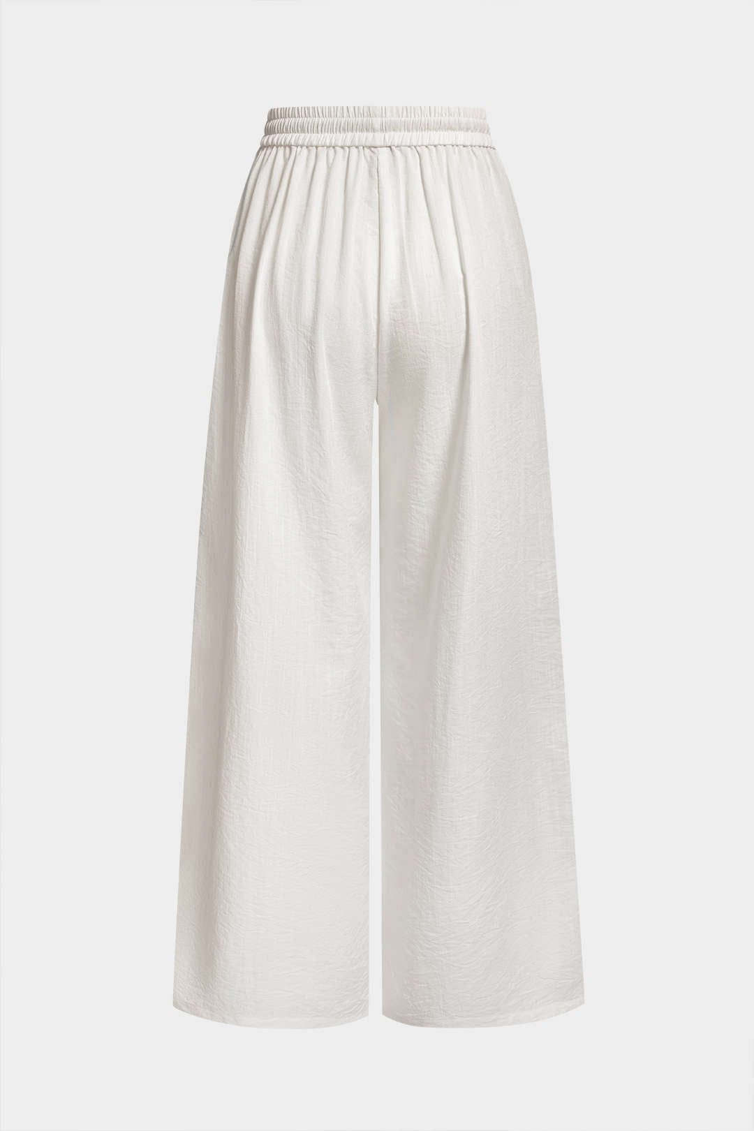 "Contrast Binding Drawstring Shirred Waistband Wide Leg Pants"