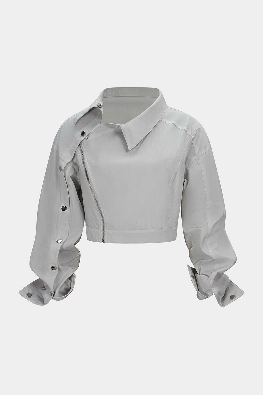 "Asymmetrical Zipper Long-Sleeve Shirt"