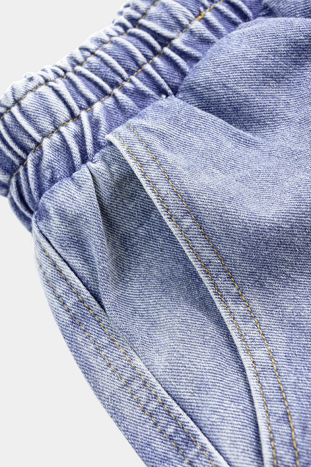 "Denim Drawstring Shirred Waistband Jeans"