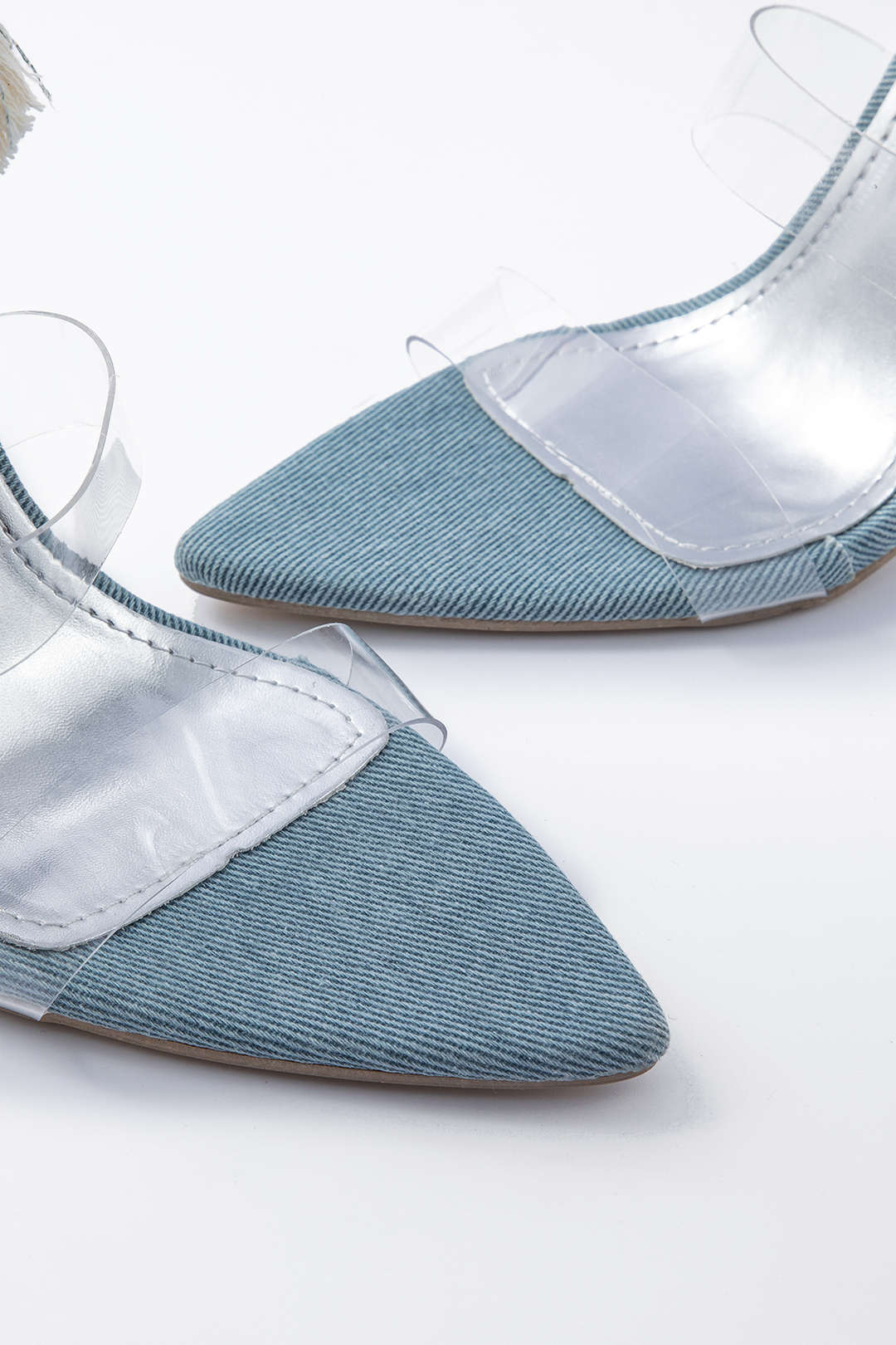 "Denim Lace-up High Heel Sandals"