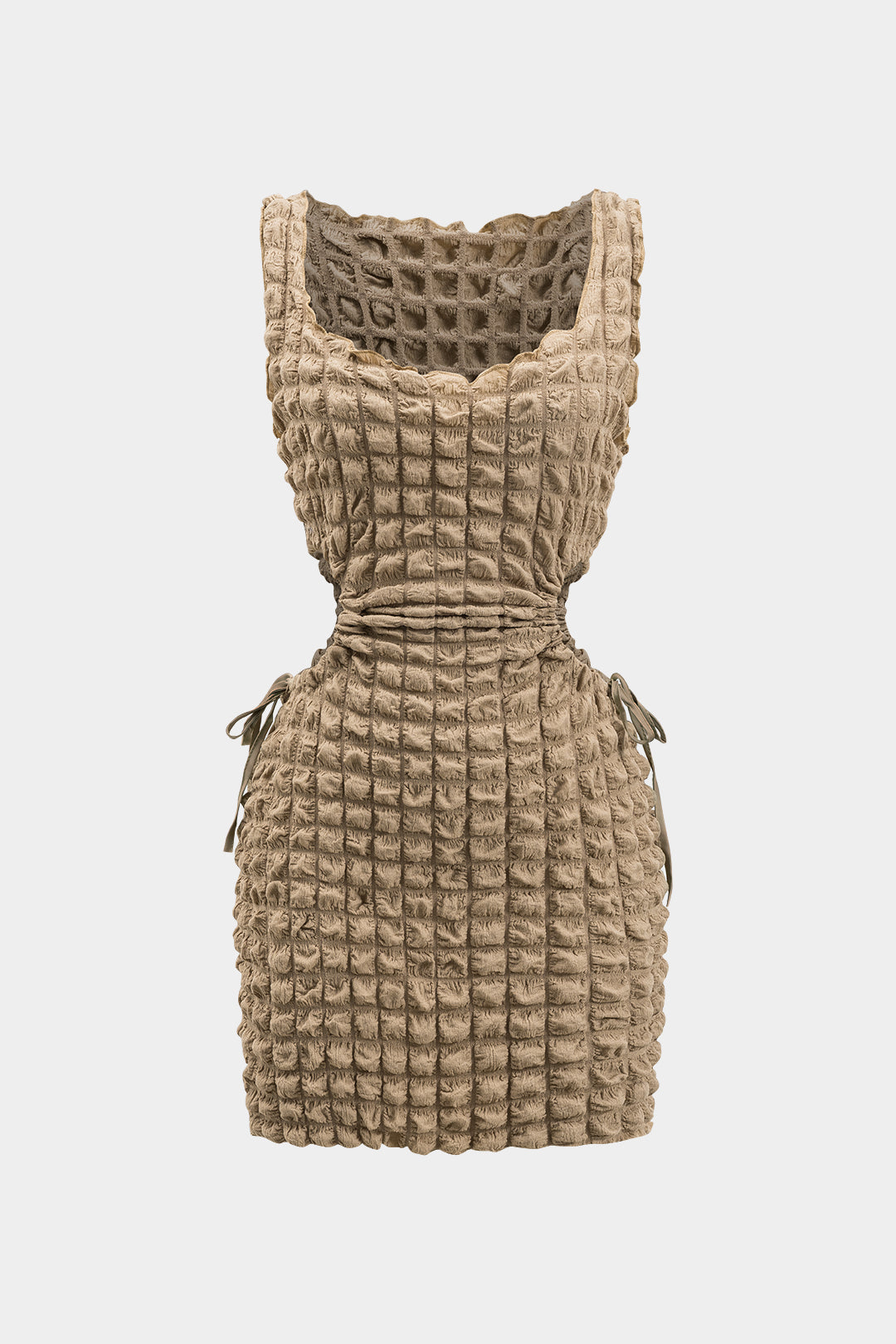 "Cut Out Waist Drawstring Sleeveless Mini Dress"