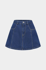 "Denim High Waist Skirt"