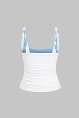 "Contrast Twist Knot Ruched Cami Top"