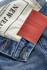 "Denim Asymmetrical Pocket Skirt"