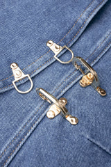 "Denim Lapel V-Neck Wrap Buckle Vest"