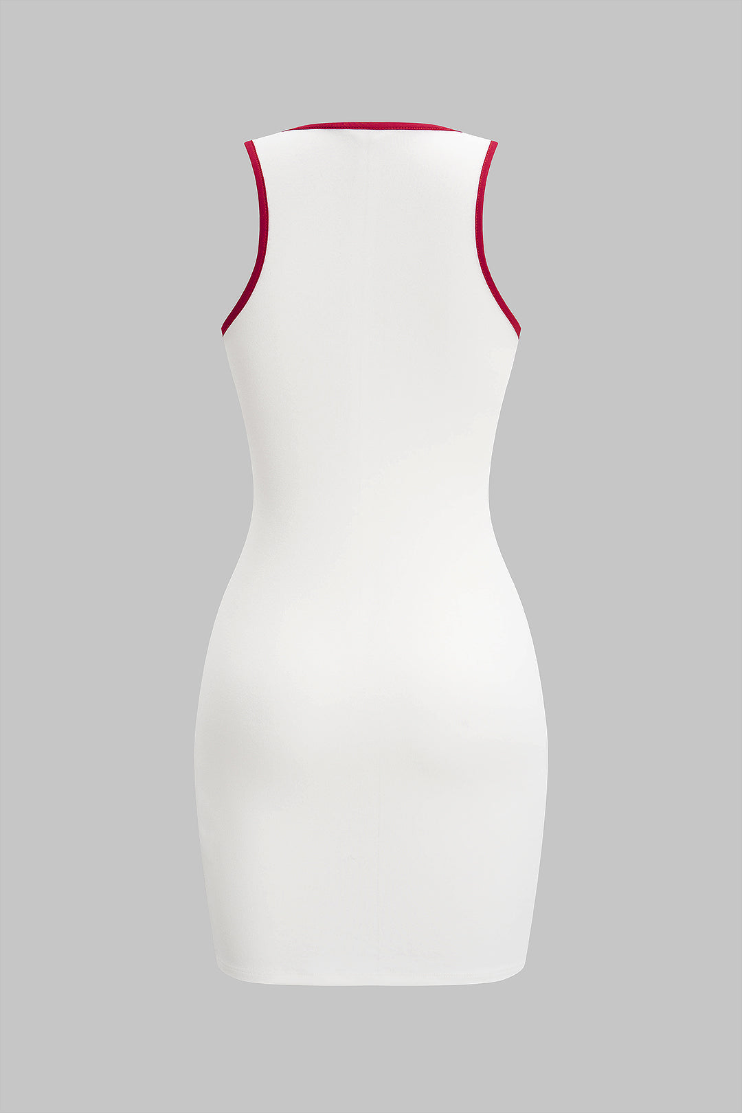 "Contrast Binding Round Neck Slit Sleeveless Mini Dress"