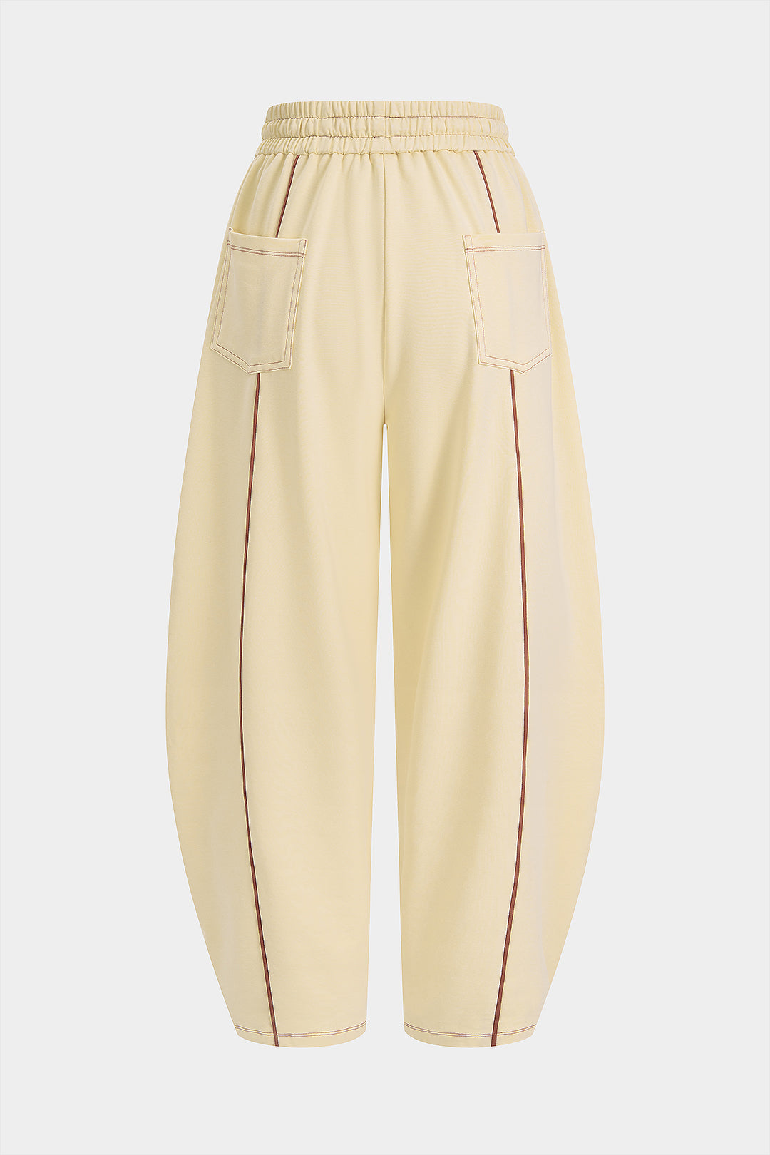 "Contrast Shirred Waistband Drawstring Wide Leg Pants"