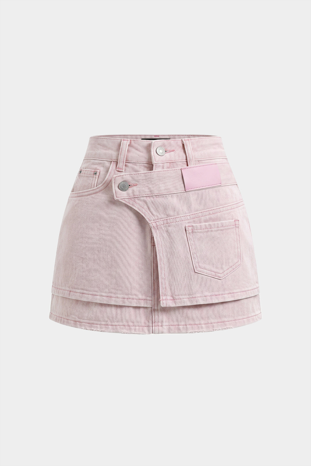 "Denim Asymmetrical Pocket Skirt"