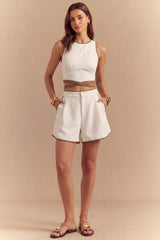 "Contrast Binding High Waist Shorts"