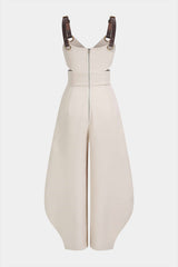 "Crossed Cut Out V-Neck Sleeveless Jumpsuit"