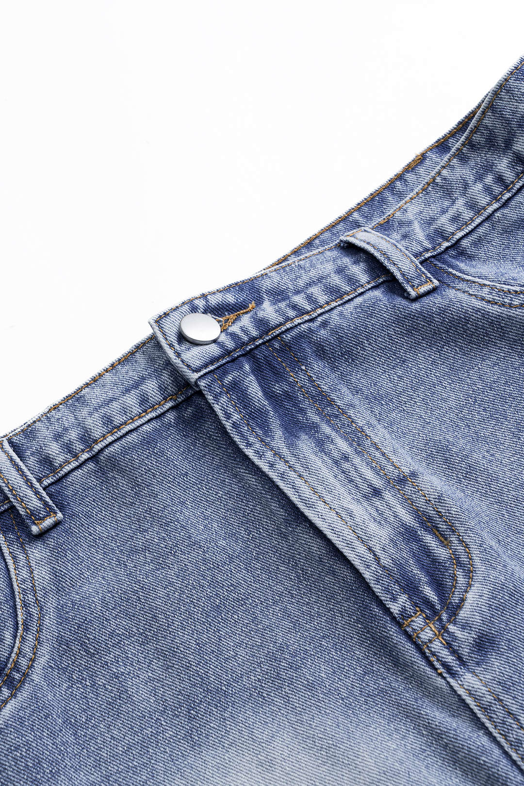 "Denim Asymmetric Neckline Mini Dress"