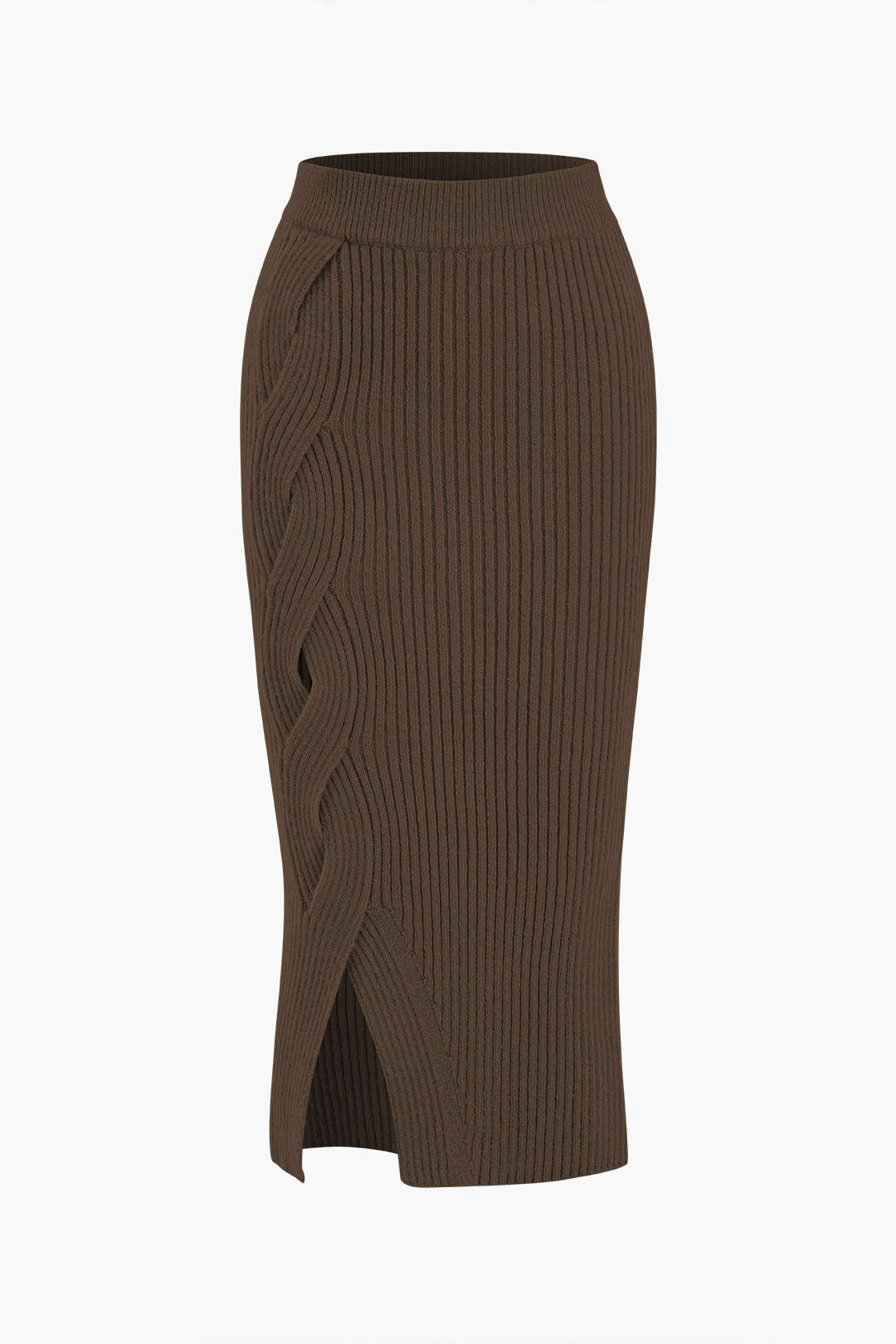 "Crossed Sweater Asymmetrical Midi Skirt"