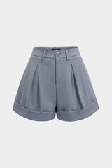 "Cuffed Hem Wide Leg Shorts"