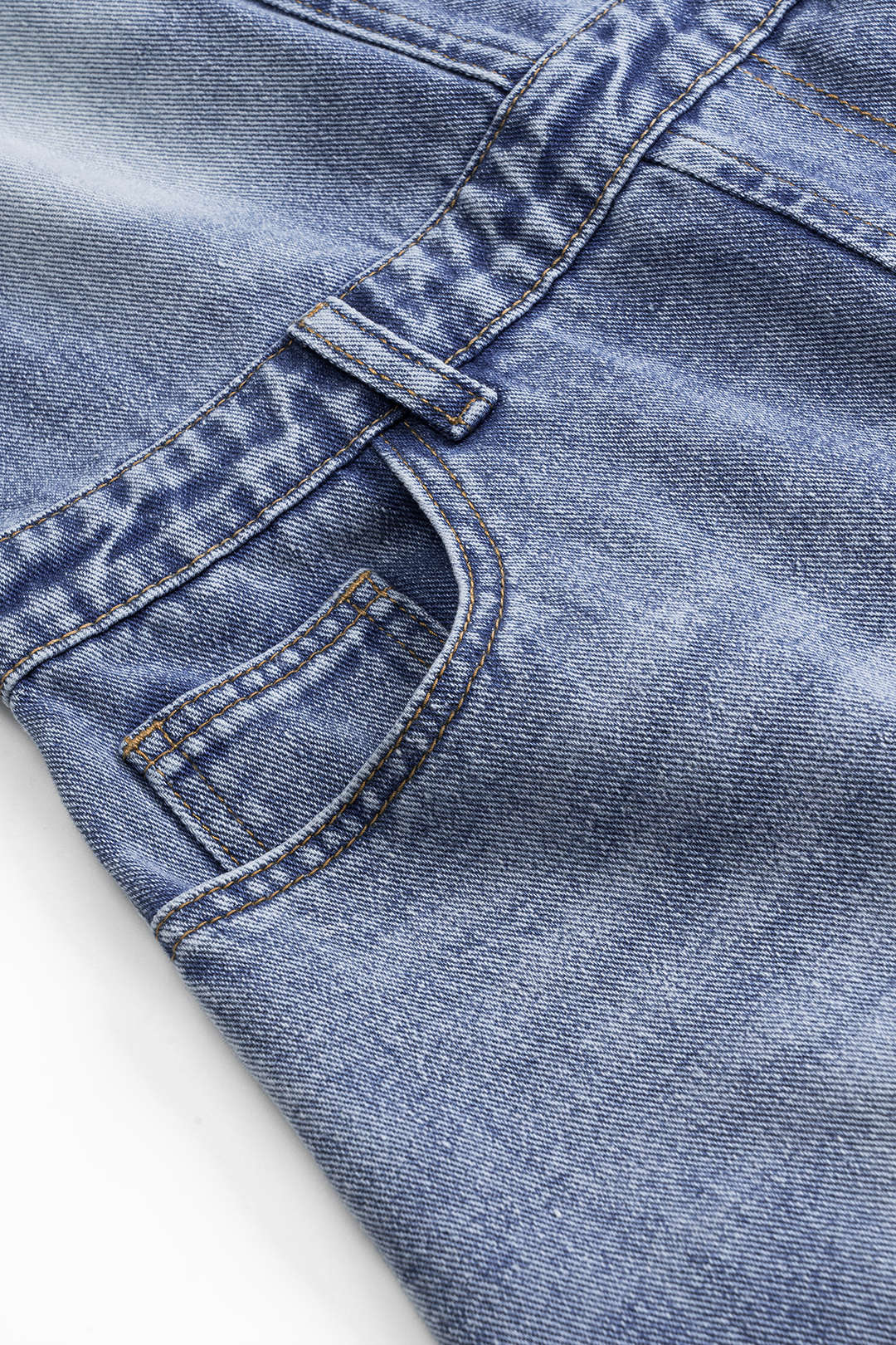 "Denim Asymmetric Neckline Mini Dress"