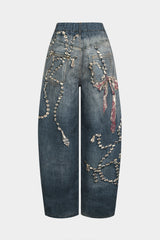 "Artistic Print High Waist Wide Leg Pants"
