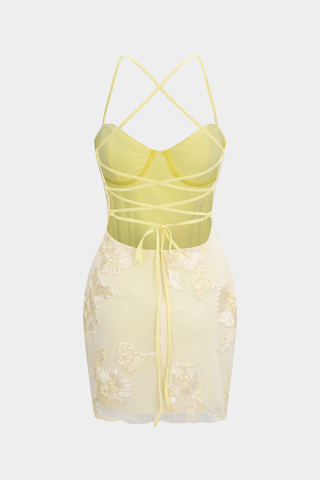 "3D Floral Tie Back Backless Sleeveless Mini Dress"