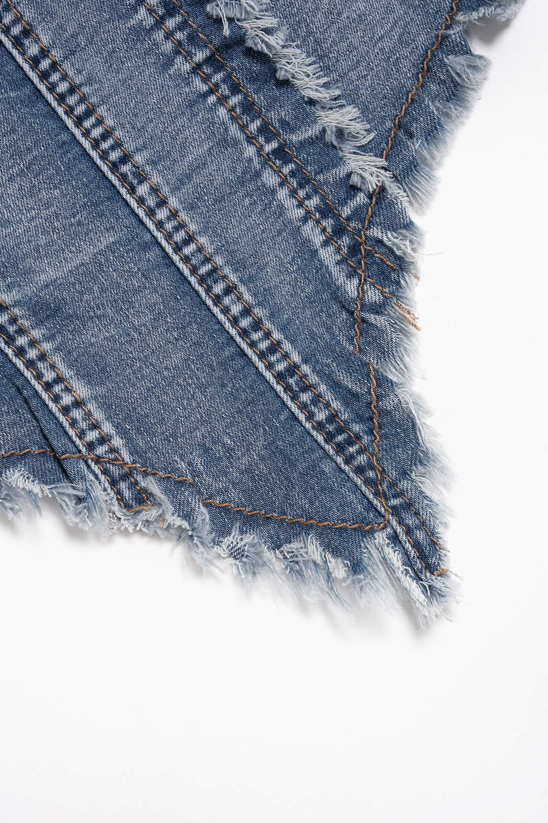 "Denim Frayed Asymmetrical Tube Top"
