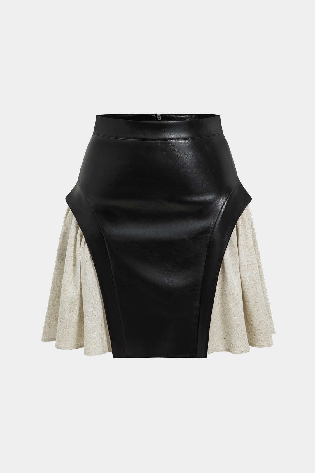 "Color Block Patchwork Ruched Zipper Skirt"