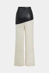 "Contrast Color Block Print Straight-leg Trousers"