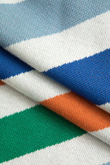 "Color Block Stripe Print Knit Knotted Mini Dress"