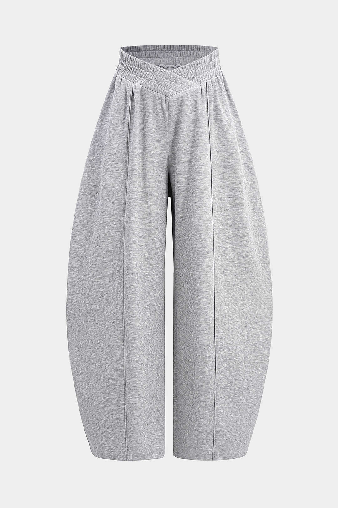 "Crossed Shirred Waist Barrel Pants"