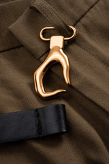 "Asymmetrical Metallic Decor Barrel Trousers"