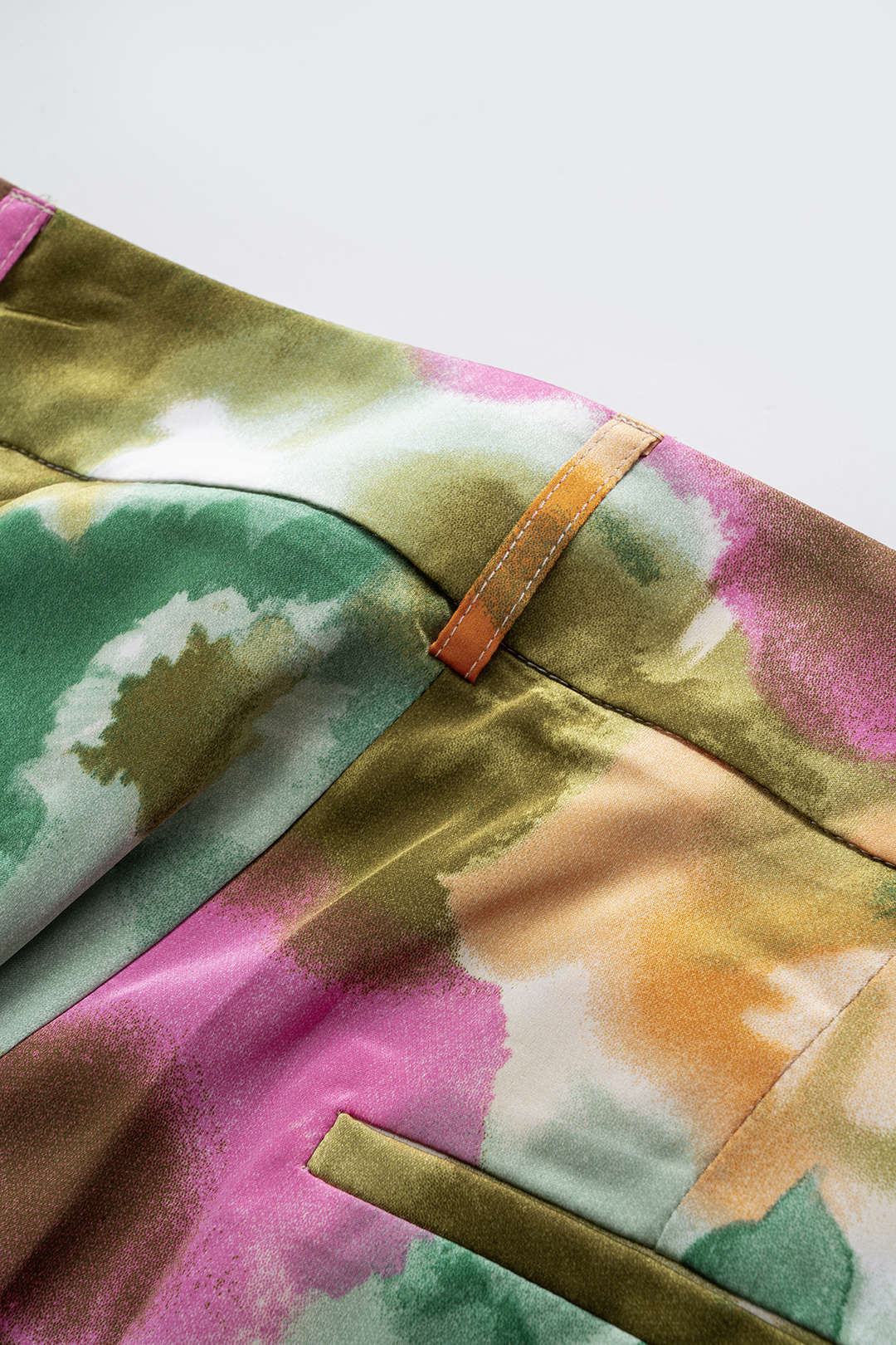 "Abstract Print Satin High Waist Wide Leg Trousers"