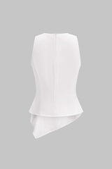 "Cut Out Asymmetrical Button Tank Top"