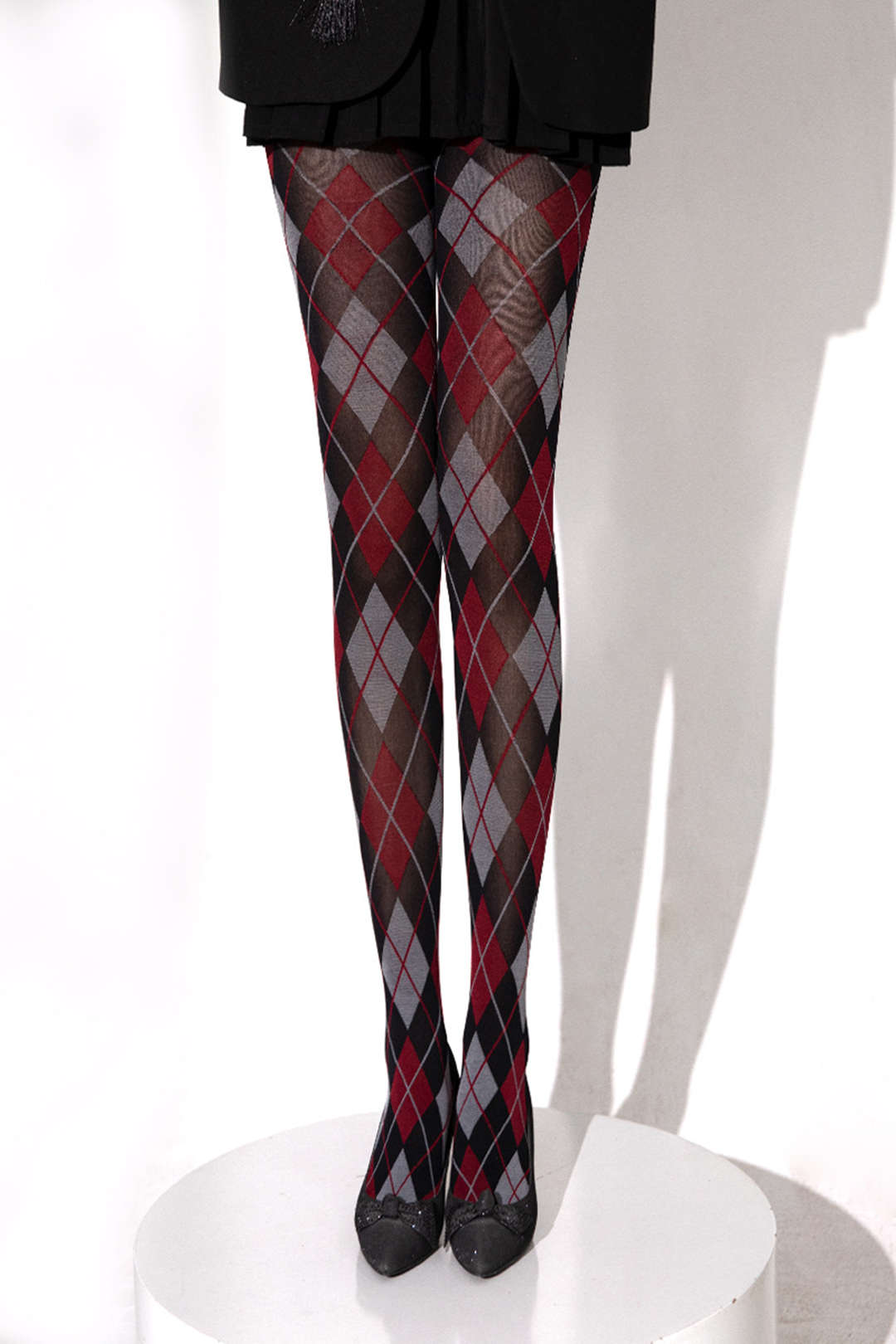 "Contrast Argyle Print Tights"