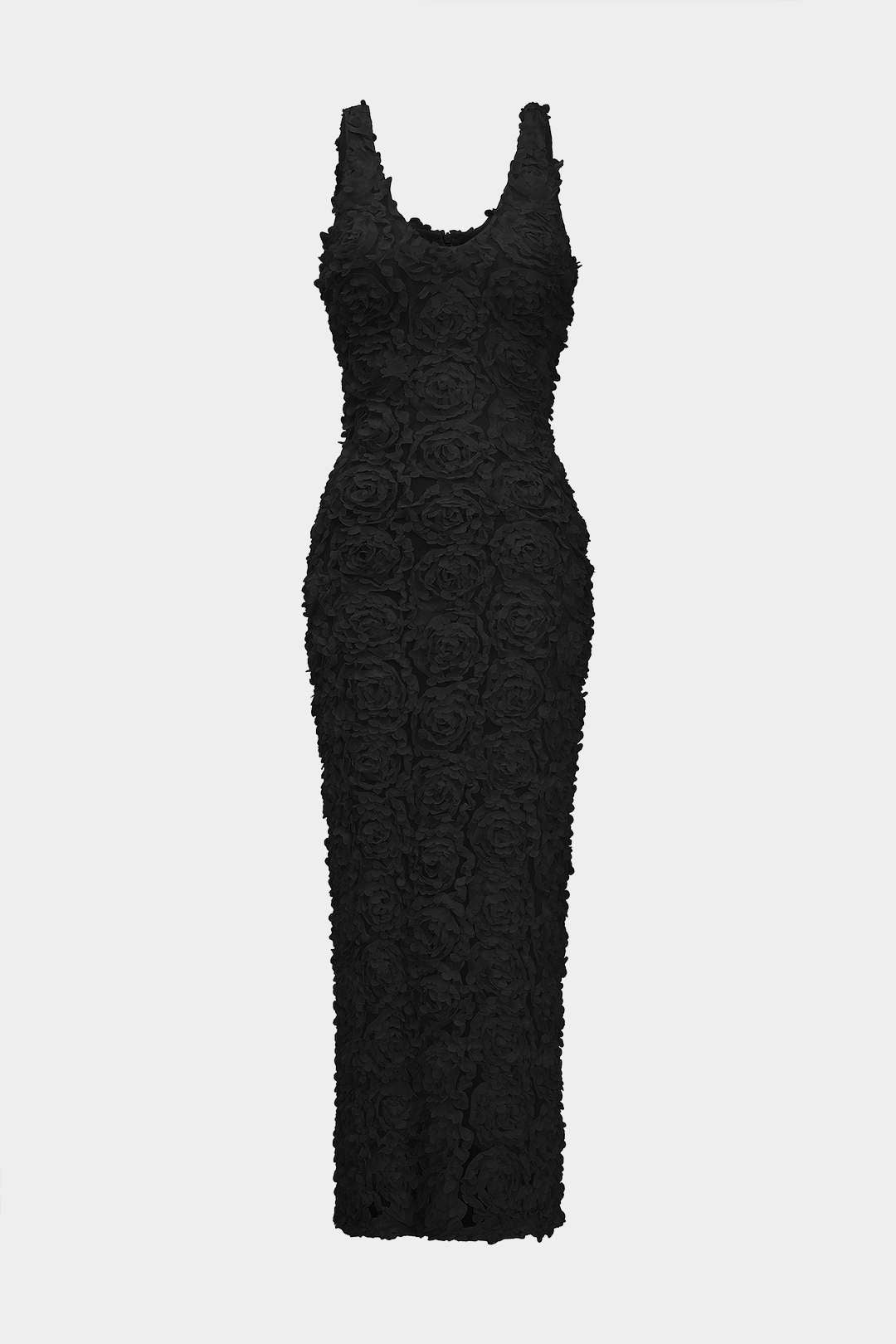 "Appliques V-neck Slit Maxi Dress"
