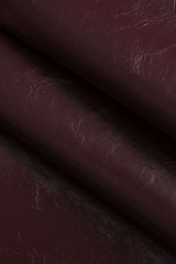 "Basic Solid Faux Leather Midi Skirt"