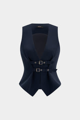 "Deep V-Neck Buckle Tank Top"