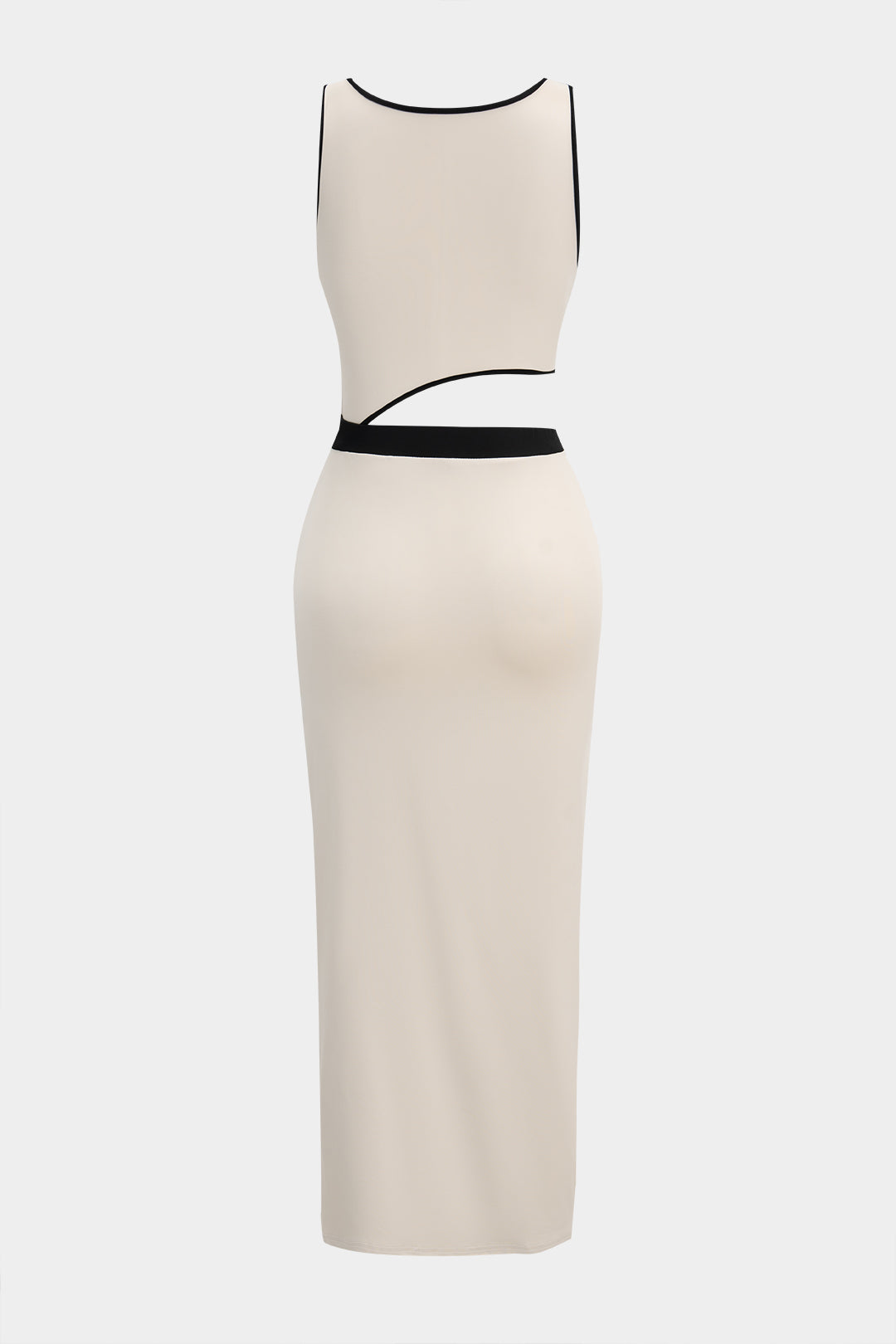 "Contrast Print Cut Out Sleeveless Midi Dress"