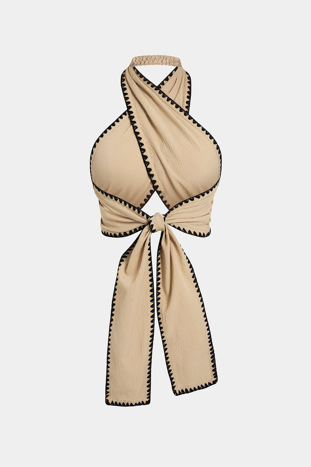 "Contrast Binding Crossed Tie-Up Backless Tank Top"