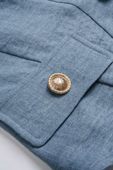 "Contrast Irregular Button Lapel Short Sleeve Top"