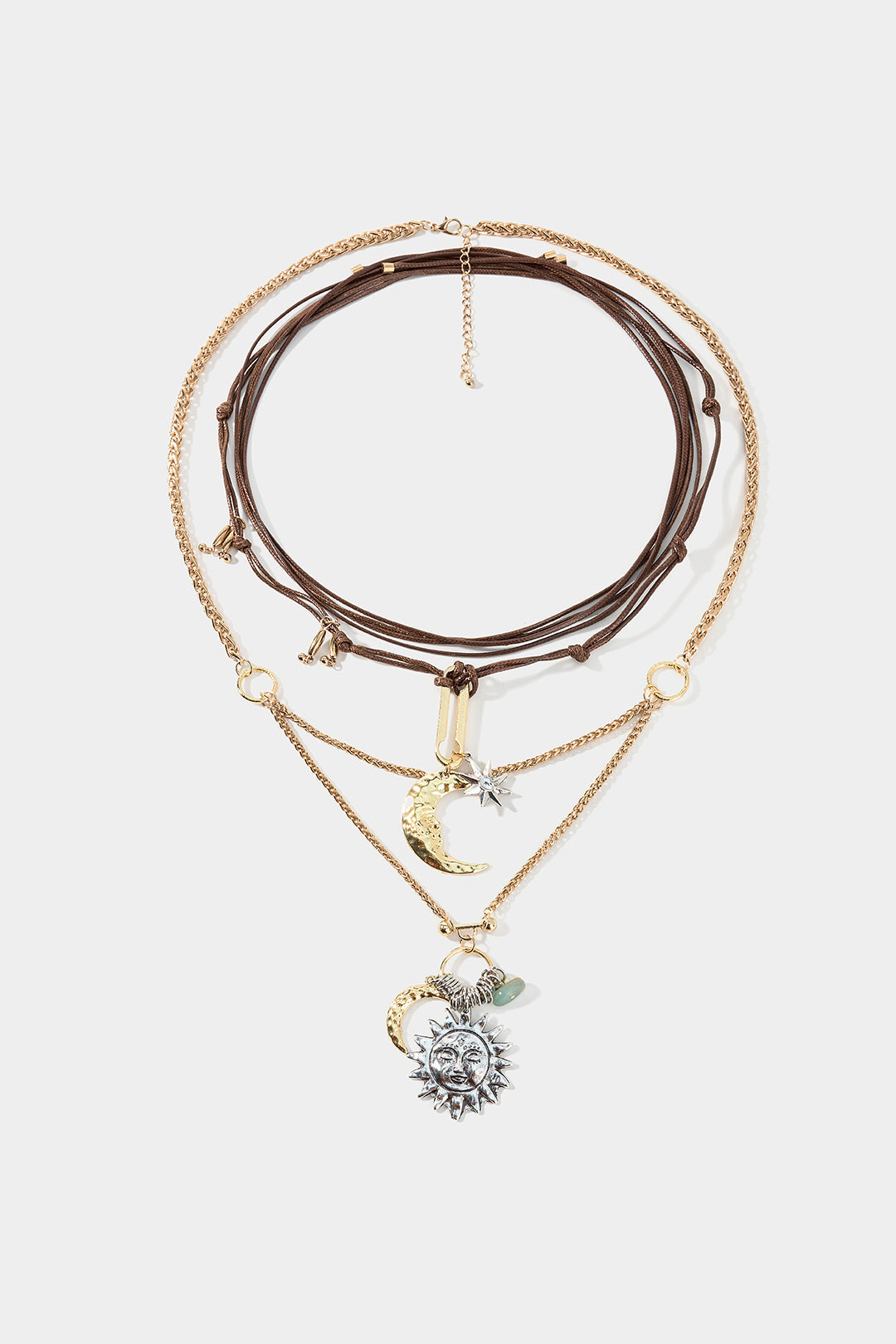 "Alloy Multi-Layer Sun Moon Necklace"