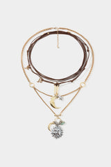 "Alloy Multi-Layer Sun Moon Necklace"