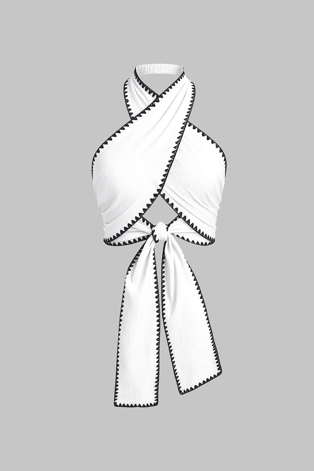 "Contrast Binding Crossed Tie-Up Backless Tank Top"