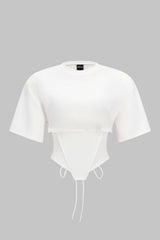 "Corset Waist Short Sleeve T-Shirt"