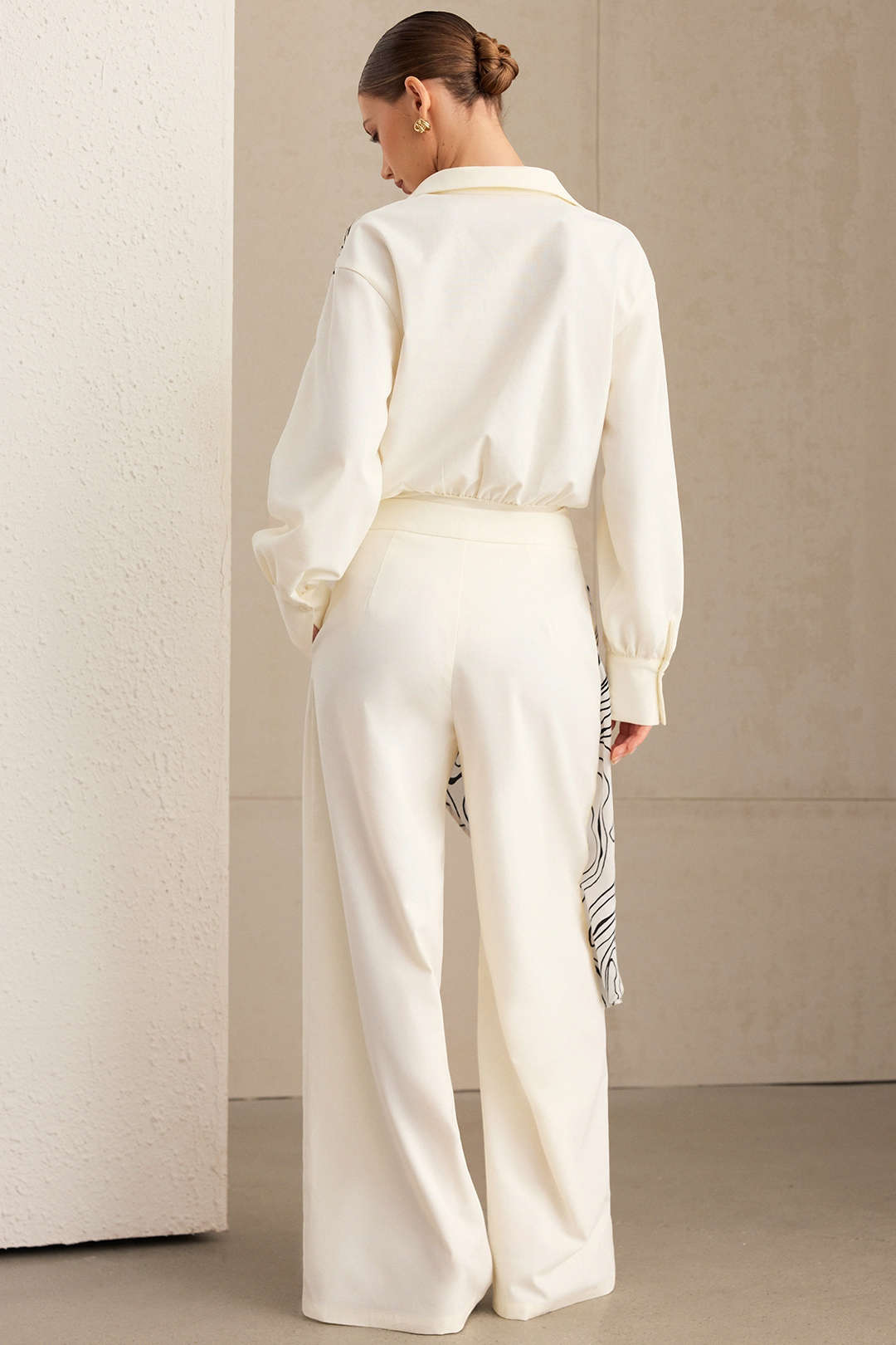 "Abstract Print Patchwork Asymmetrical Pants"