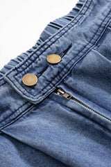 "Denim High Waist Zipper Barrel Balloon Jeans"