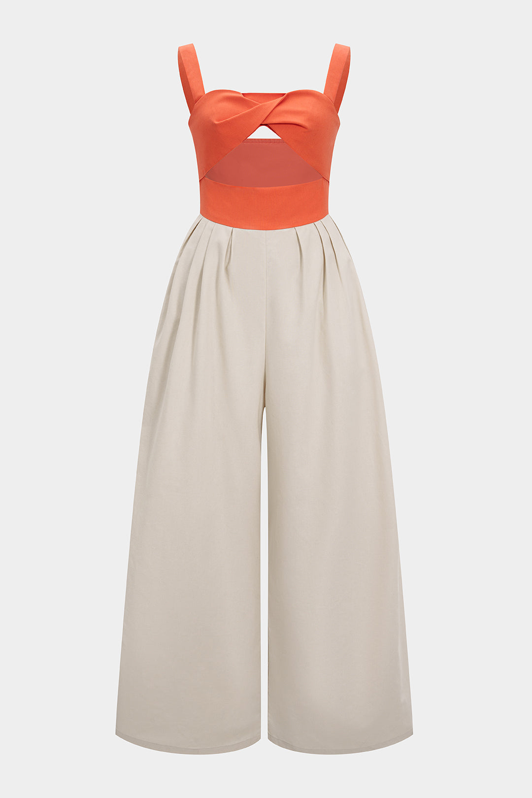 "Contrast Cut Out Twist Knot Sleeveless Jumpsuit"