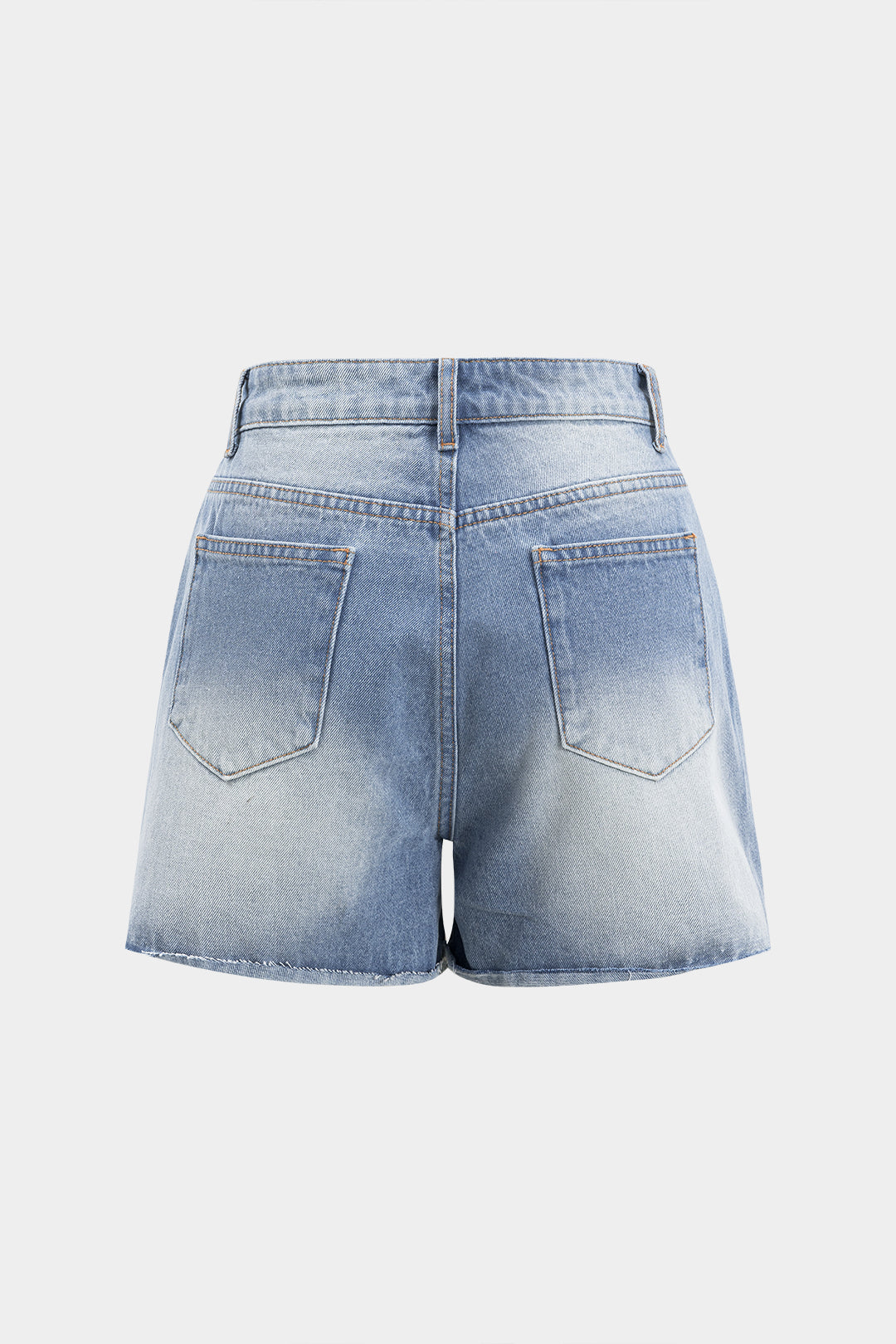 "Denim Asymmetrical Button Pocket Ripped Shorts"