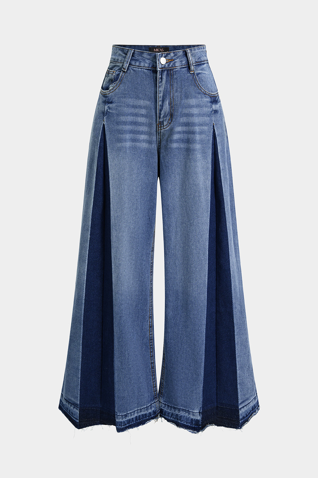 "Denim Contrast Wide Leg Jeans"