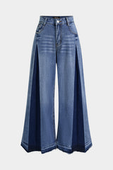 "Denim Contrast Wide Leg Jeans"